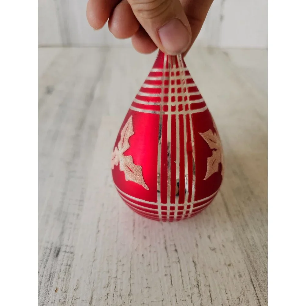 Vintage shiny brite radko red poinsettia teardrop Mercury glass ornament Maximus